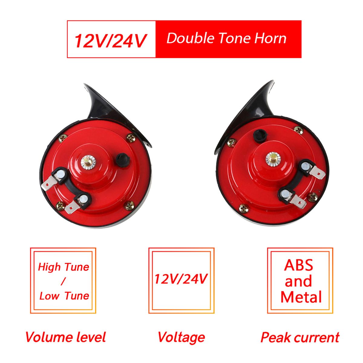 2PCS 24V Universal Double Tone Horn Car Motorcycle Air Horn