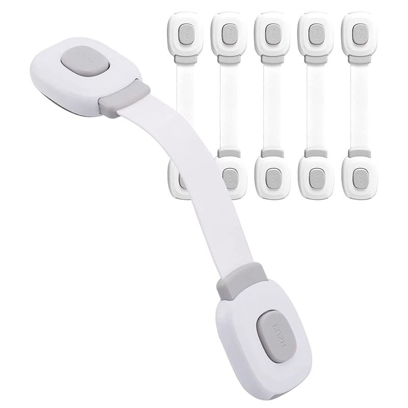 Baby Cupboard Safety Child Safety For Drawers Fridge Toilet Seat With Strong Adhesive No Drilling Cabinet Lock,Pack Of 6