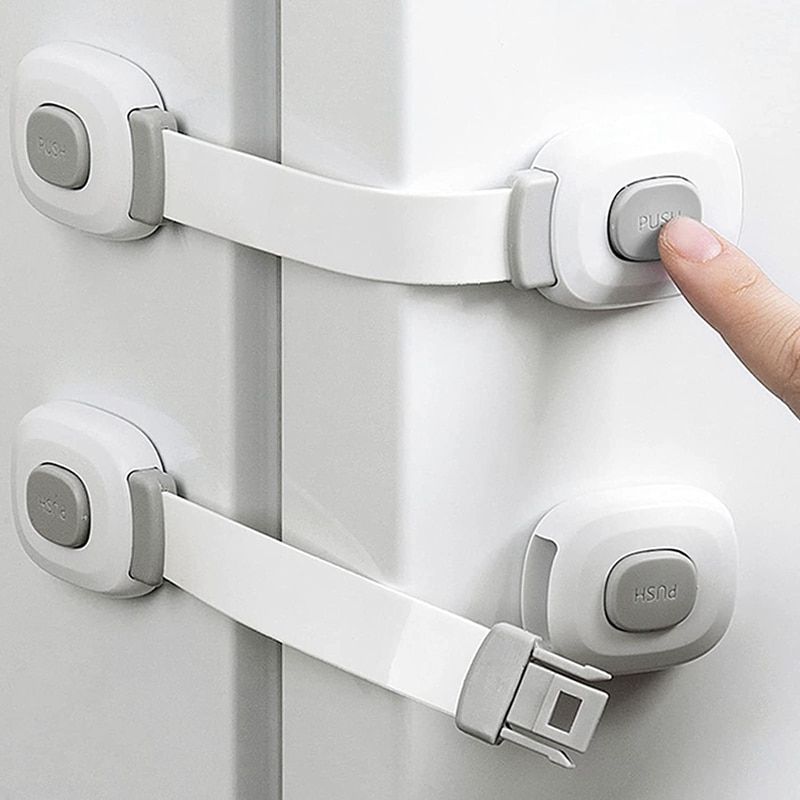 Baby Cupboard Safety Child Safety For Drawers Fridge Toilet Seat With Strong Adhesive No Drilling Cabinet Lock,Pack Of 6