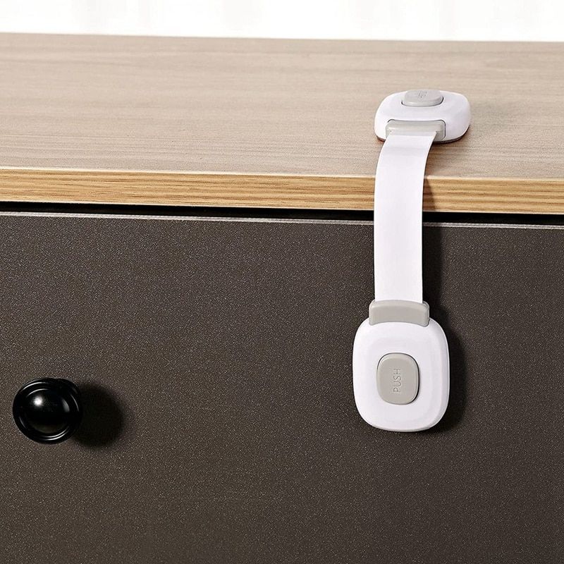 Baby Cupboard Safety Child Safety For Drawers Fridge Toilet Seat With Strong Adhesive No Drilling Cabinet Lock,Pack Of 6