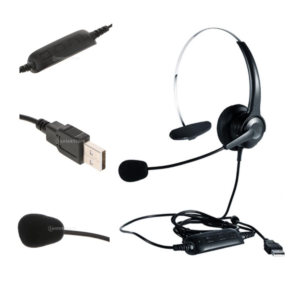 USB Headset With Microphone, Noise Cancelling Computer PC Business
