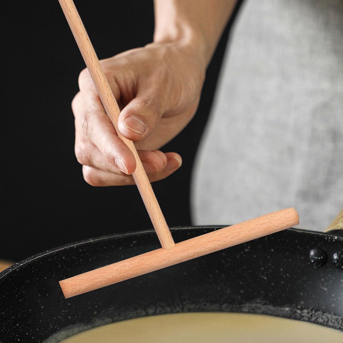 2Pcs Pancake Cooking Utensils Wooden Crepe Spatulas and Spreader Set -Tortilla Rake Batter Spreading Tools Kitchenware