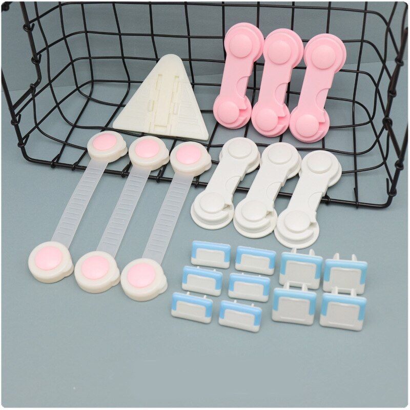 20pcs Baby Safety Lock Cartoon Bear Home Child Stopper For Door Refrigerator Lock Plastic Chest Of Drawers Baby Goods Safe Lock
