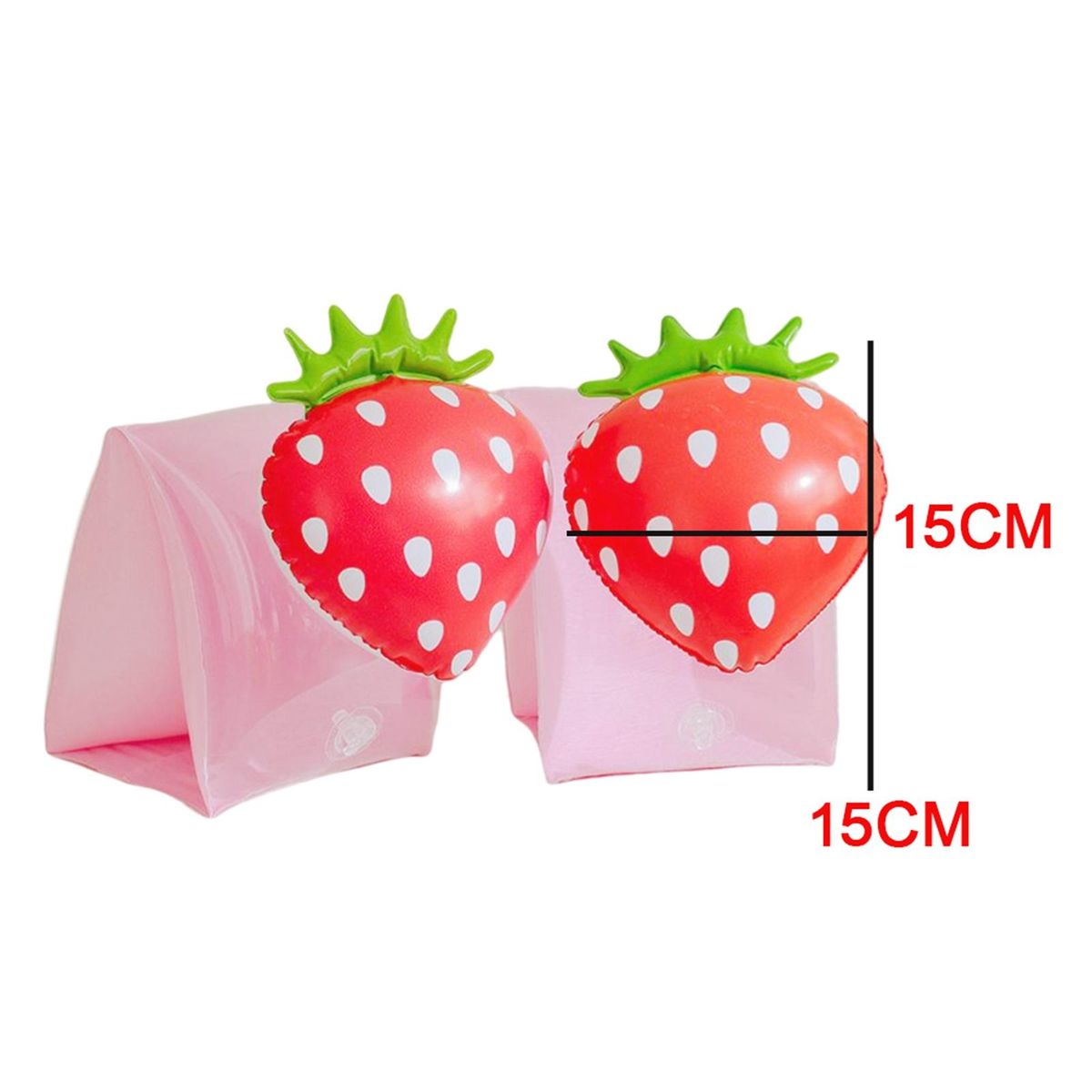 2x Inflatable Kids Arm Bands, Aid Vest, Floats Strawberry