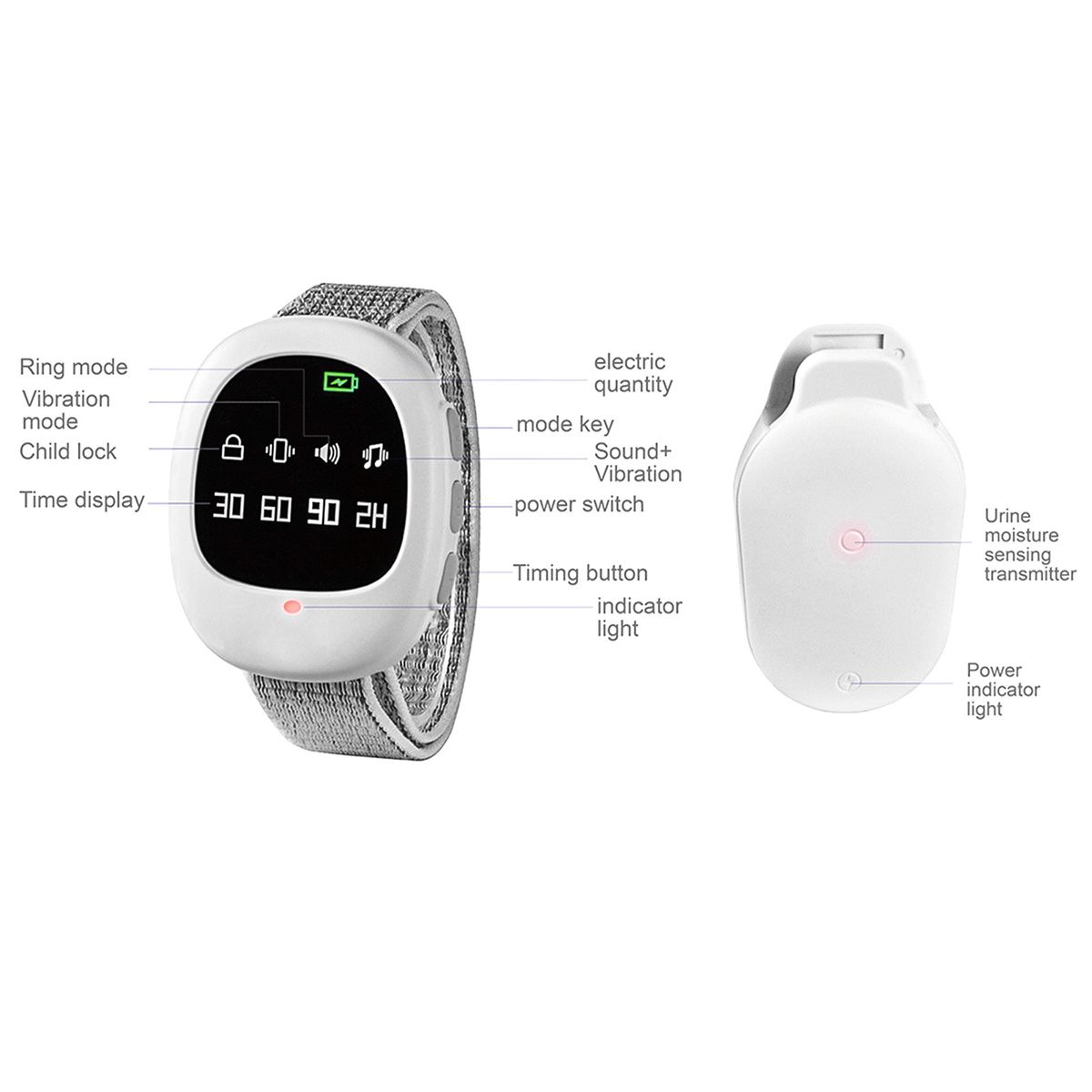 Wireless Bedwetting Alarm Potty Training Watch WithWristband