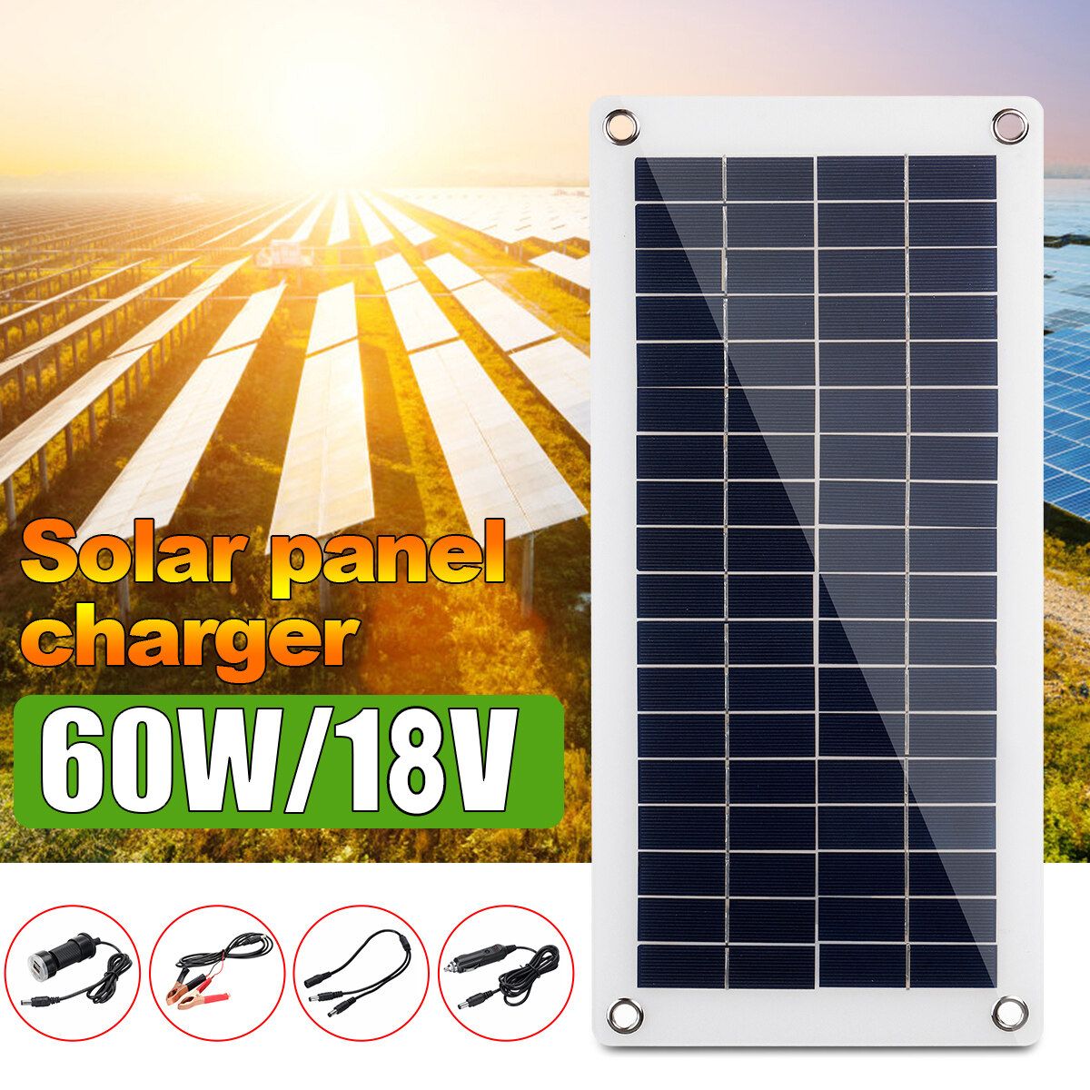 60W/18V High Efficiency Waterproof Car Boat Solar Panel Charger ！！