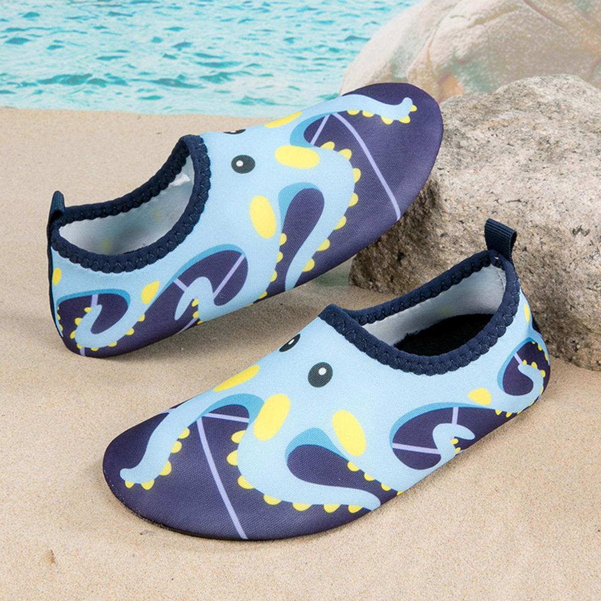 1 Pair Beach Shoes Beach Pool Toddler Kids Barefoot Skin Shoes Light Blue