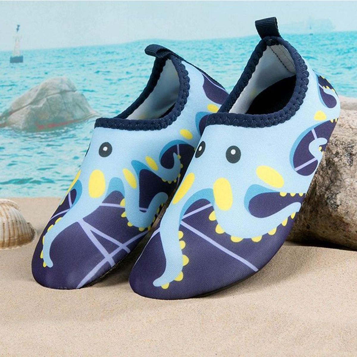 1 Pair Beach Shoes Beach Pool Toddler Kids Barefoot Skin Shoes Light Blue