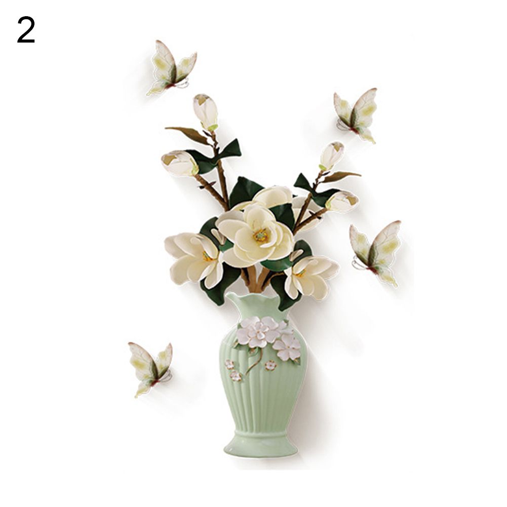 Bird Fish Flower Vase Wall Sticker Poster Living Room-2#