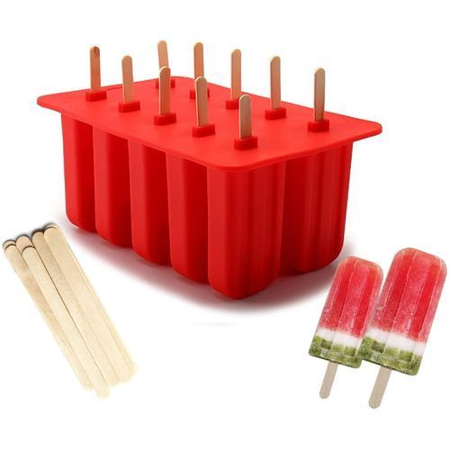 10 Freezer Icemold Yogurt Lolly Mold Popsicle + Free Sticks