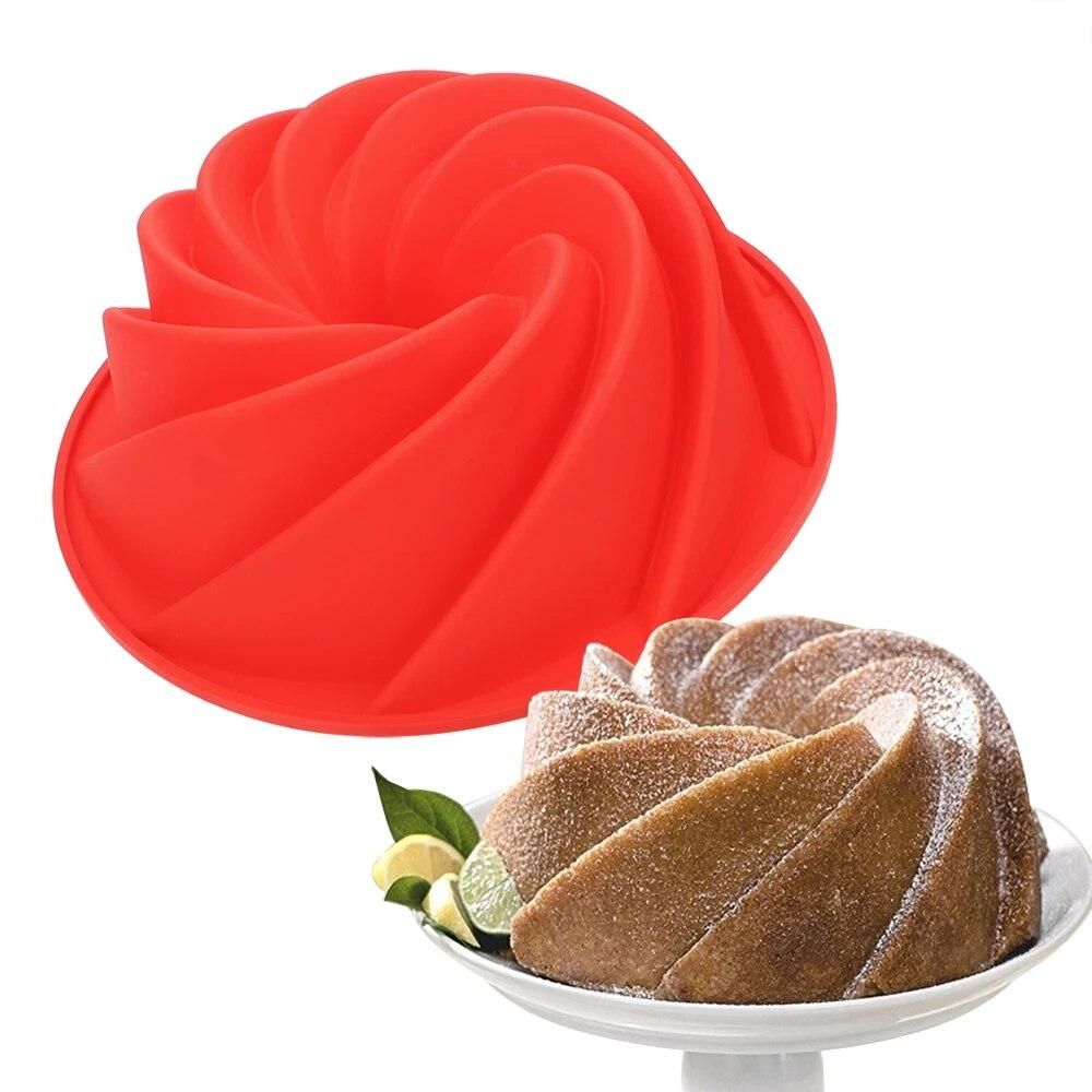 Jelly Pudding Bread DIY Baking Mold Chocolate Decoration 3D Spiral Chiffon Silicone Cake Mold Cupcake Candy Baking Tool