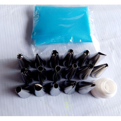 19 Pcs Cake Decorating Nozzle Set With Piping Bag Icing Tips