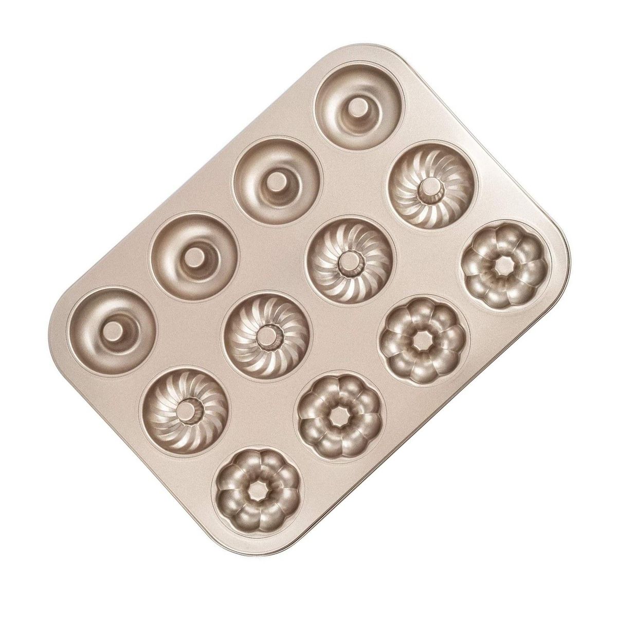 Donut Mold Cake Pans Carbon Steel 12-Cavity Non-stick Ring Doughnuts Bakeware Baking Mold Maker DIY Donut Pan Easy to Clean