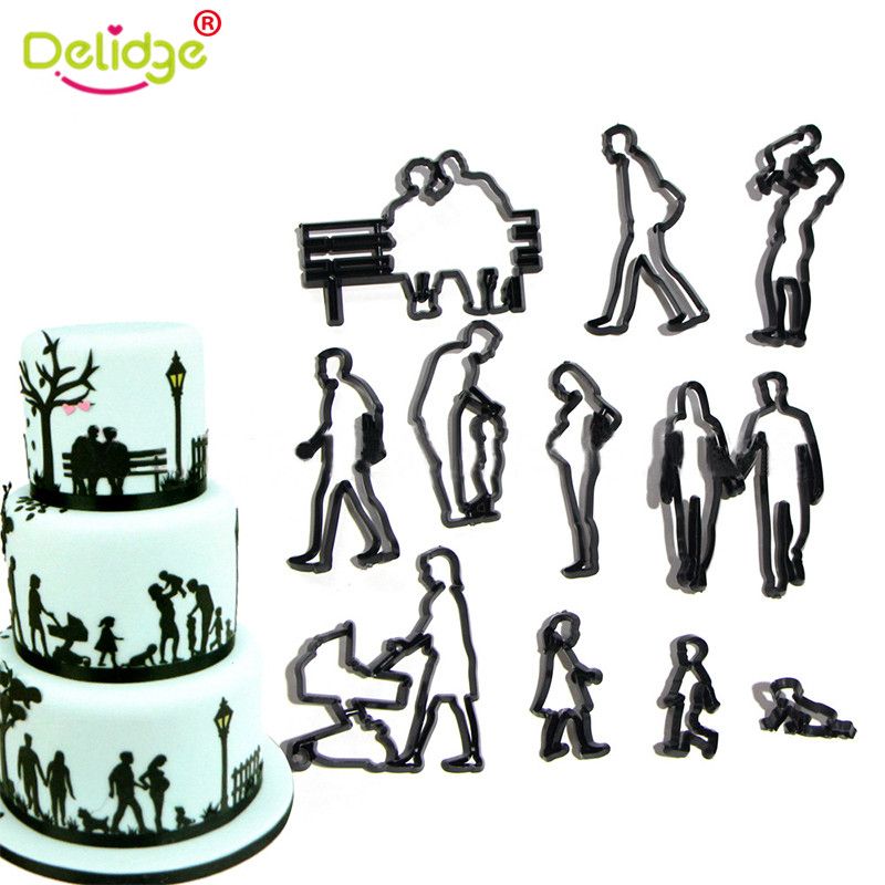 11Pcs Plastic Family Cookie Cutter Baby Children Birthday