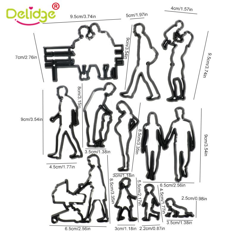 11Pcs Plastic Family Cookie Cutter Baby Children Birthday