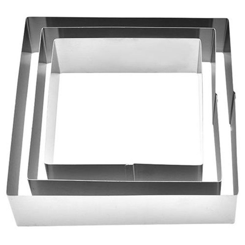 3 Pcs Set Square Stainless Steel Mousse Ring Mold Cookie
