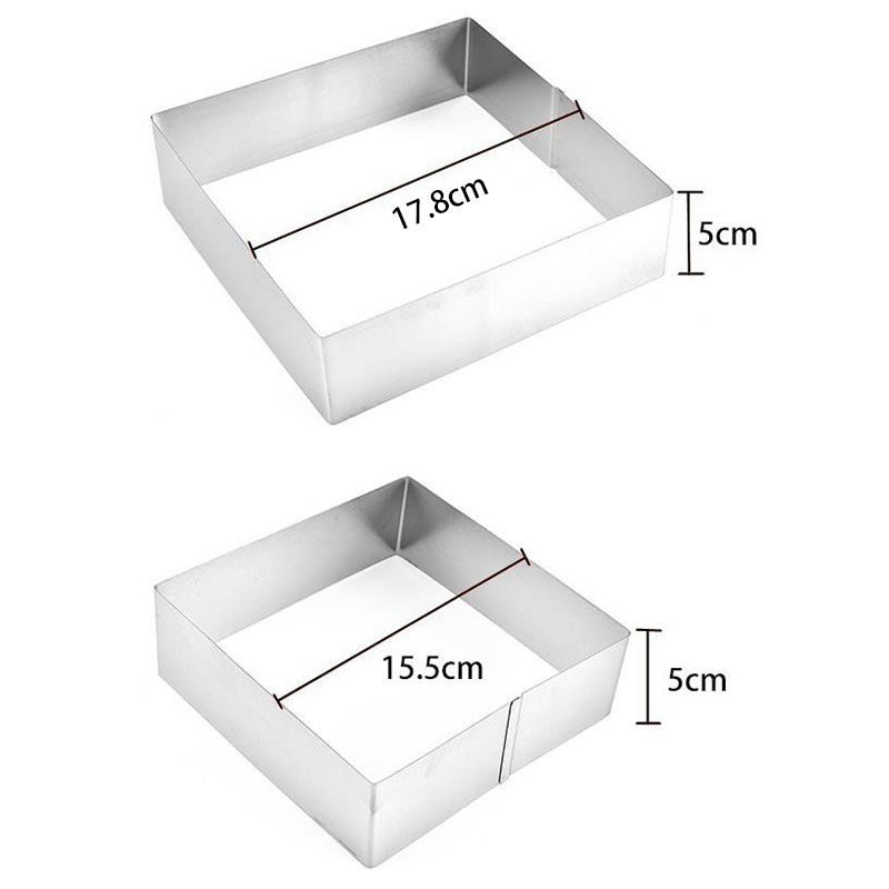 3 Pcs Set Square Stainless Steel Mousse Ring Mold Cookie