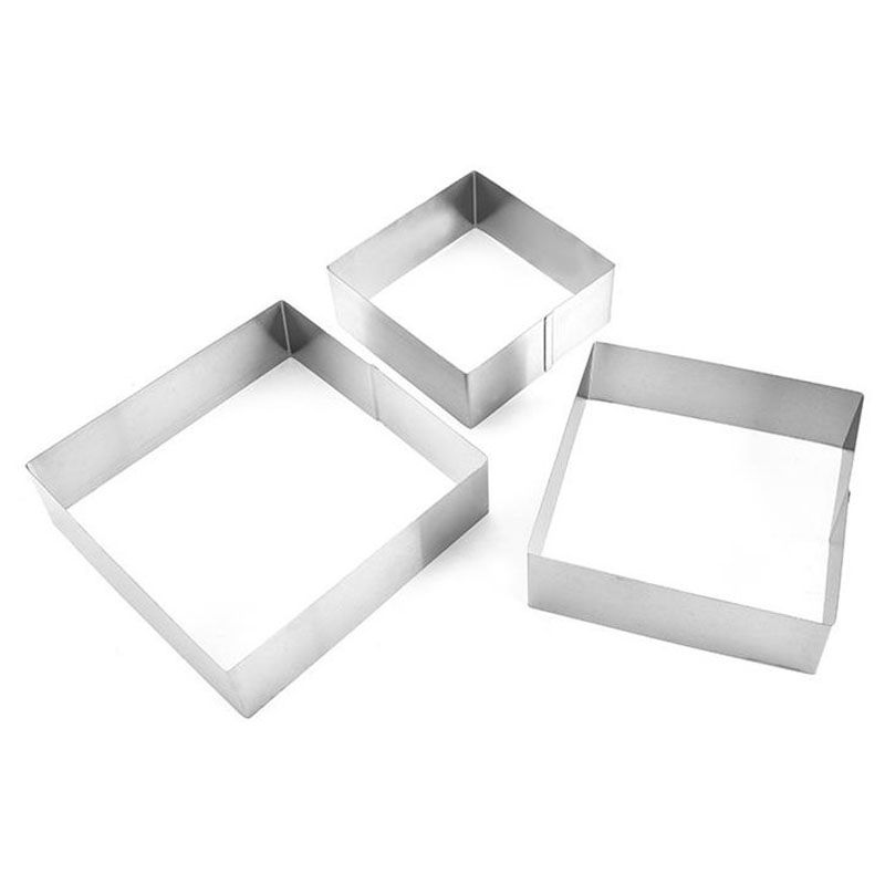 3 Pcs Set Square Stainless Steel Mousse Ring Mold Cookie