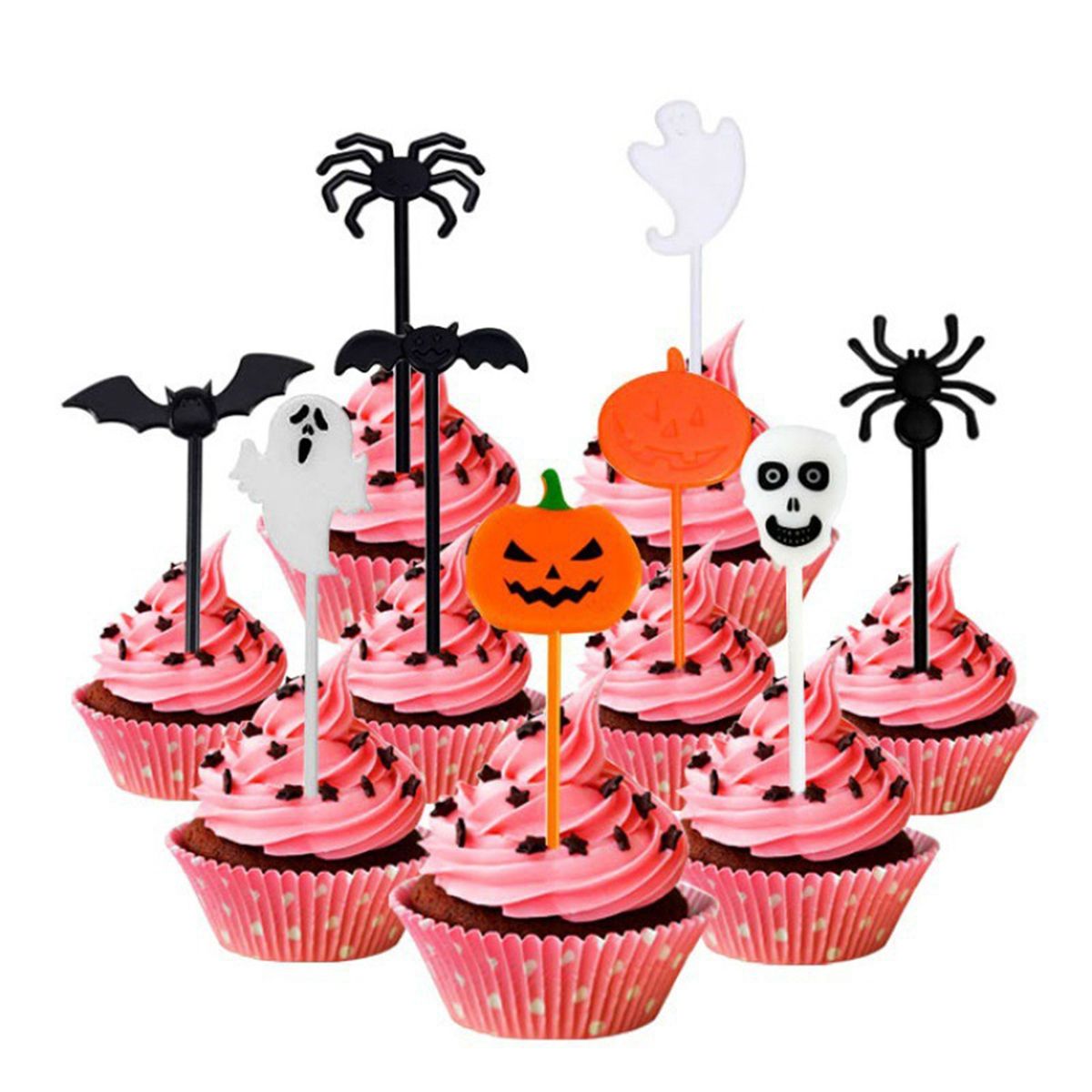 10Pcs Fruit Fork Reusable Cartoon Lunch Pick Multicolor