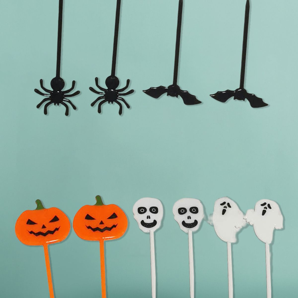 10Pcs Fruit Fork Reusable Cartoon Lunch Pick Multicolor
