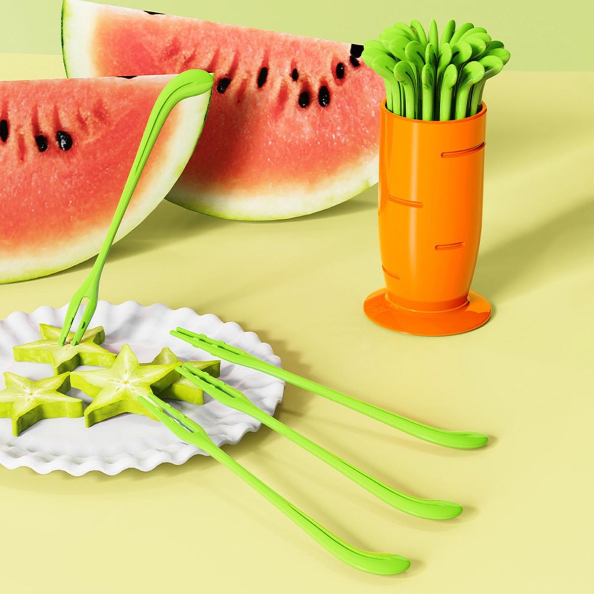 Children Fruit Forks Delights 30-piece Disposable Fruit Fork for Kids Orange