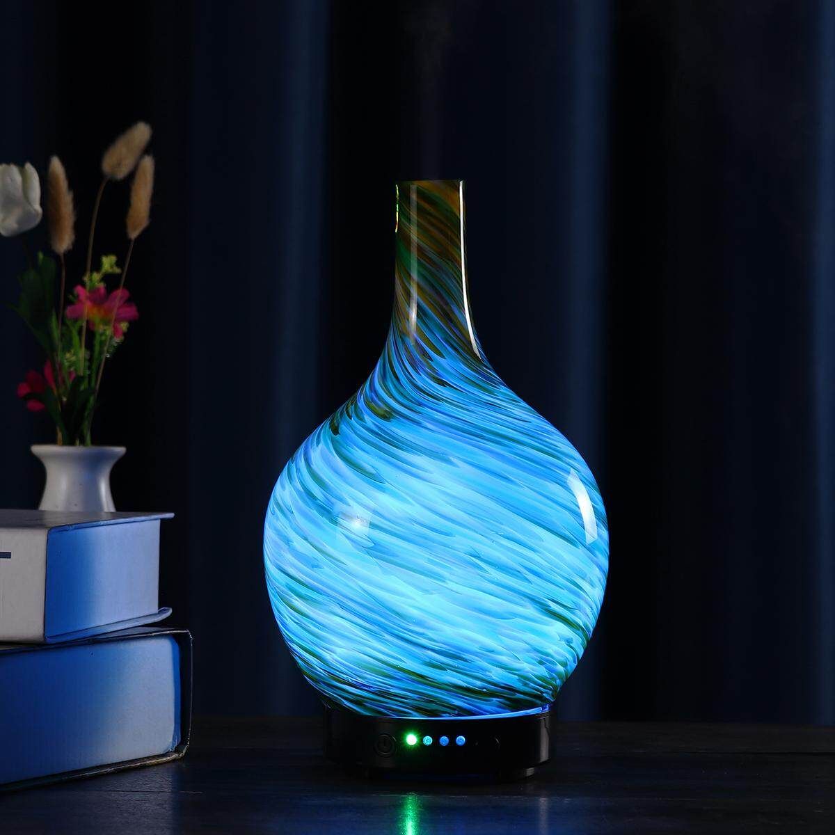 100ml 3D Glass Air Ultrasonic Humidifier Oil Aroma Diffuser 7 Colors LED Light