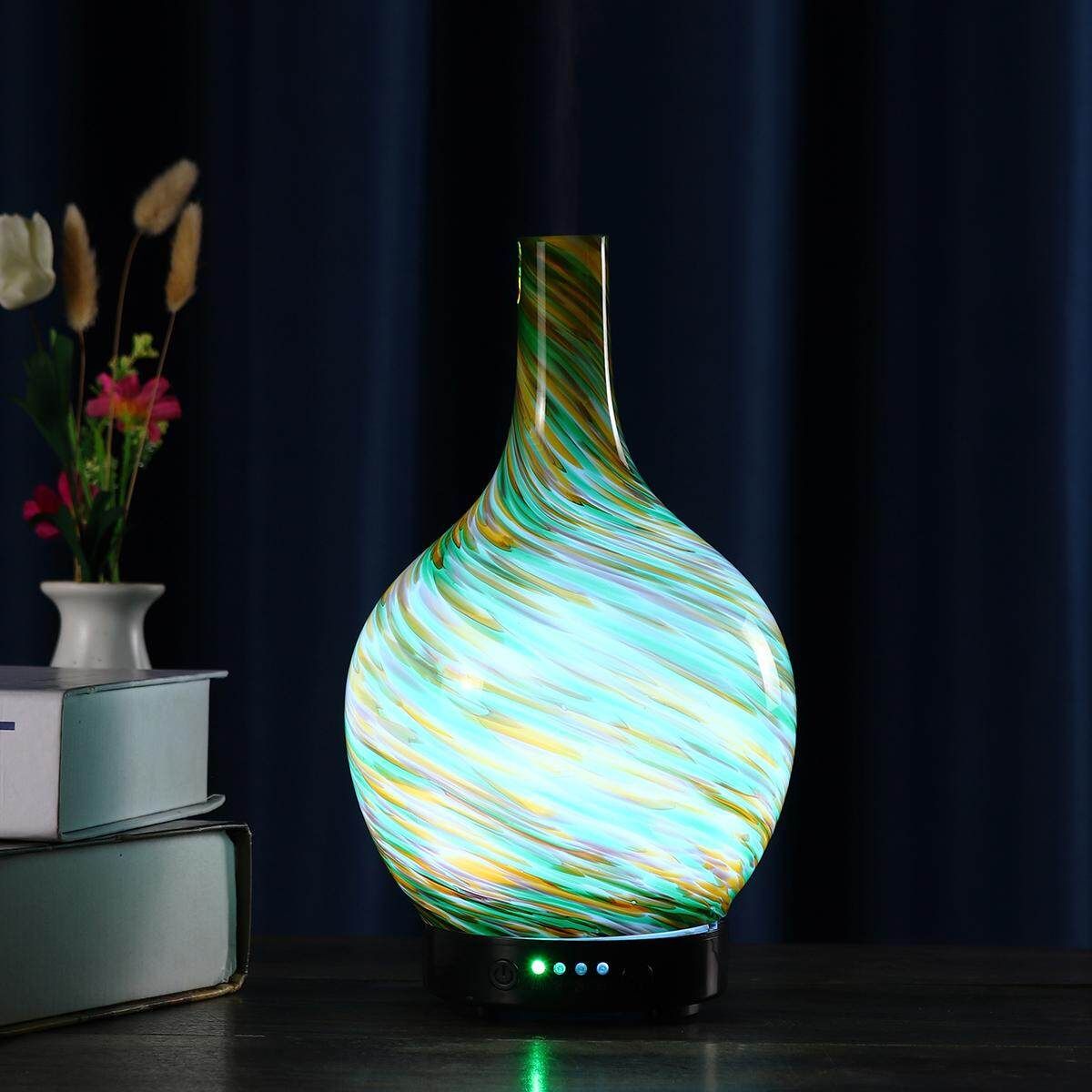 100ml 3D Glass Air Ultrasonic Humidifier Oil Aroma Diffuser 7 Colors LED Light