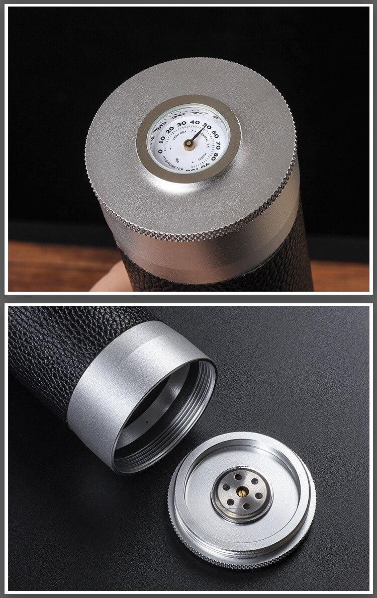 Portable Travel Cigar Case Leather Aluminium Alloy Lined Cigar Tube Mini Humidor With Humidifier Hygrometer Box Fit 4 Cigars