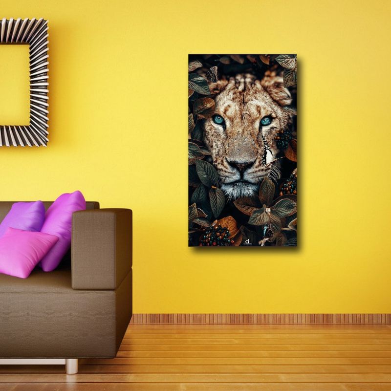 Lion In The Woods Wall Art Frame Canvas