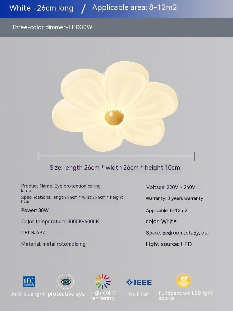 Modern minimalist flowers warm bedroom lamp ceiling