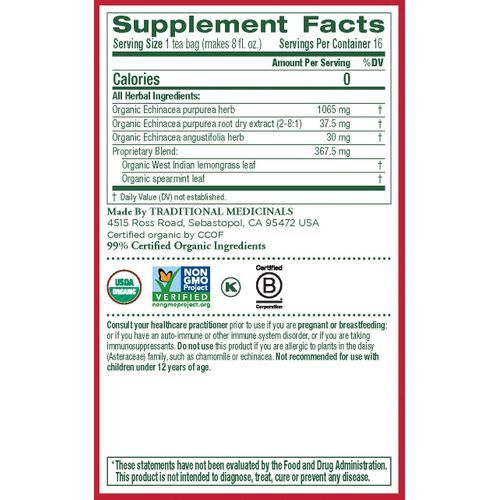 Organic Echinacea Plus Seasonal Tea,16Ct