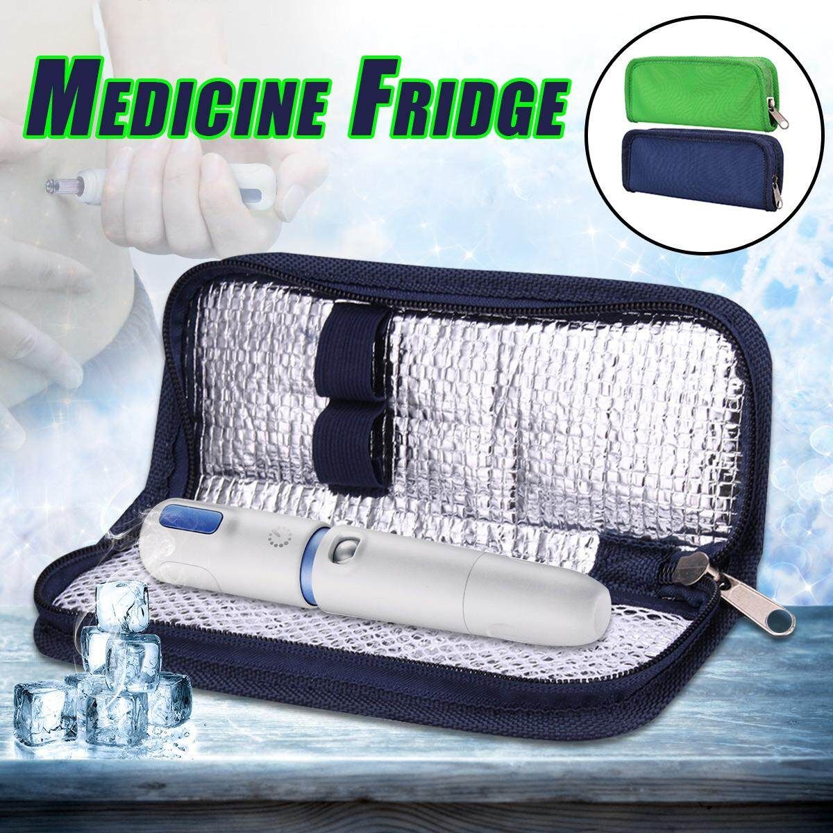 Portable Insulin Cooling Bag Ice Cooler Travel Case-Navy Blue