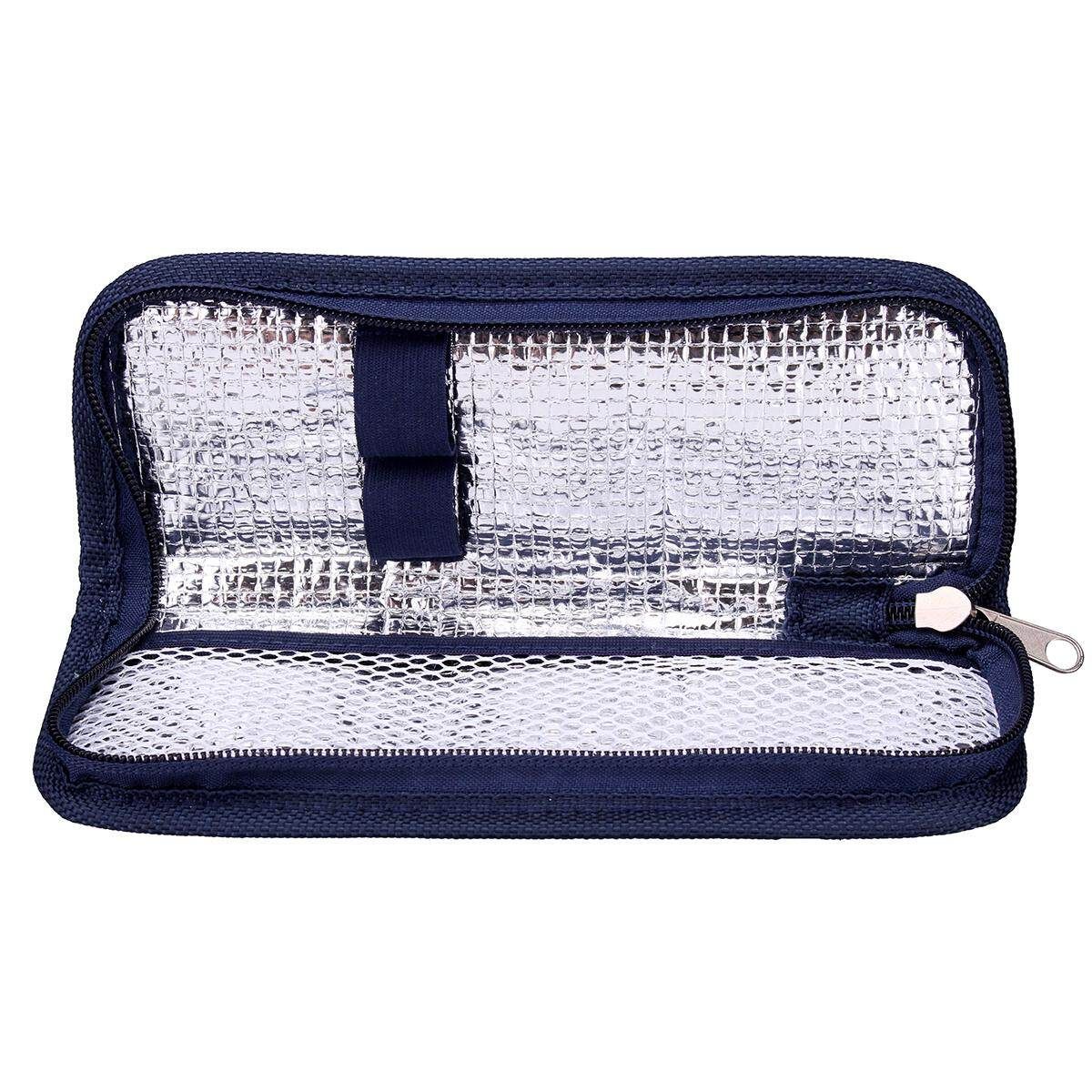 Portable Insulin Cooling Bag Ice Cooler Travel Case-Navy Blue