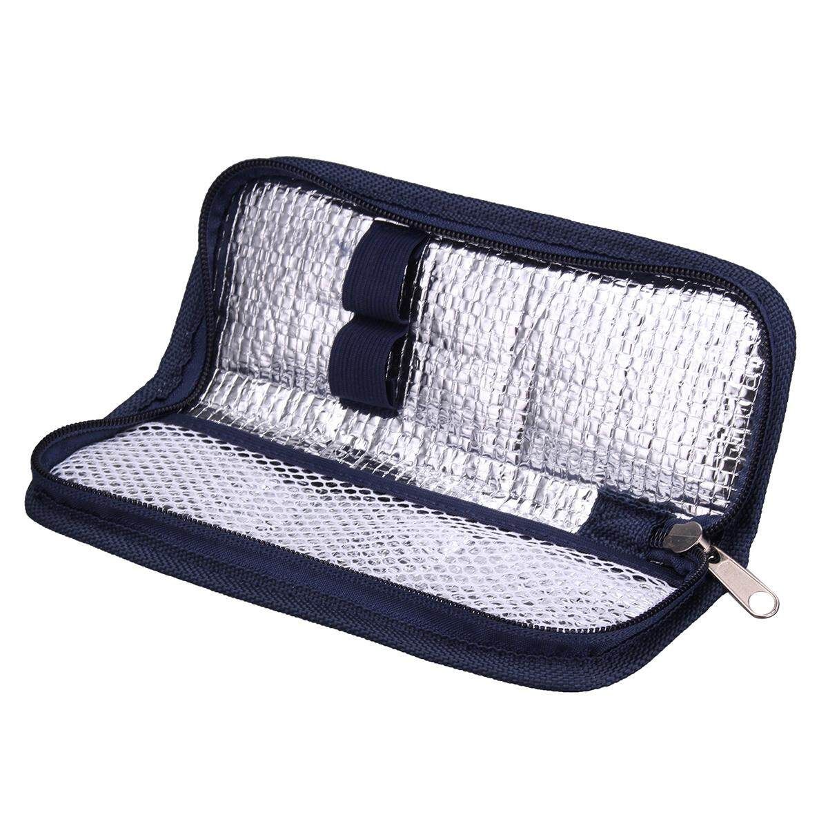 Portable Insulin Cooling Bag Ice Cooler Travel Case-Navy Blue