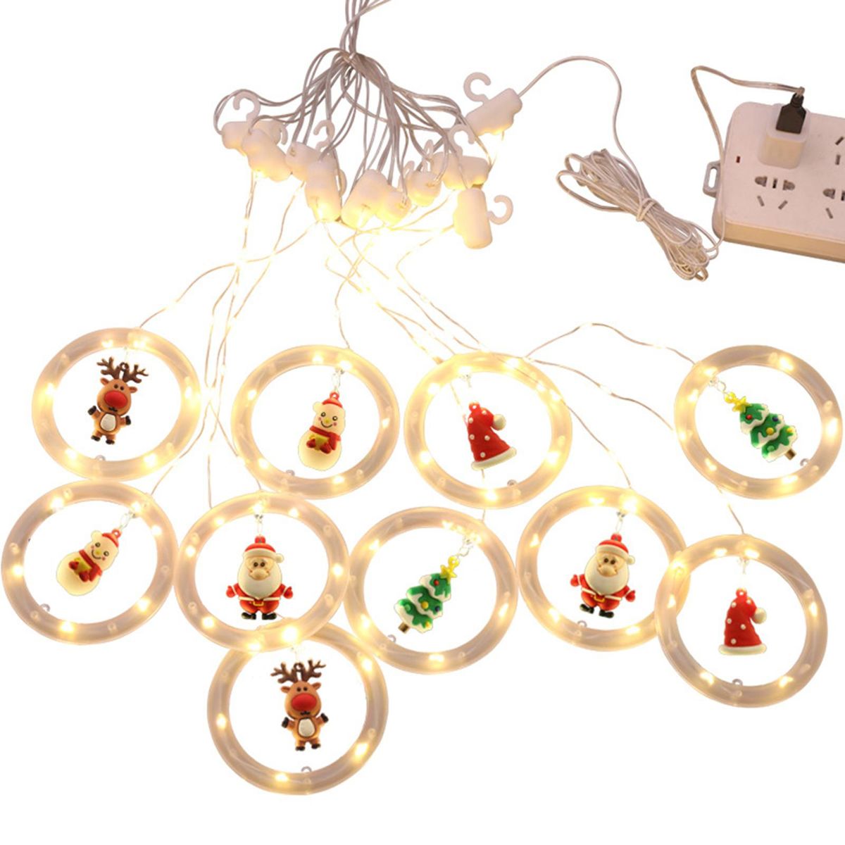 D C 5 V Hanging Fairy LEDs String Lights Curtain Lamp Dancing Dynamic Lighting Effects USB Powered Operated IP65 Water Resistance with Snowman Santa Claus Christmas Tree Elk Xmas Hat Design for Xmas Christmas Festival Holiday