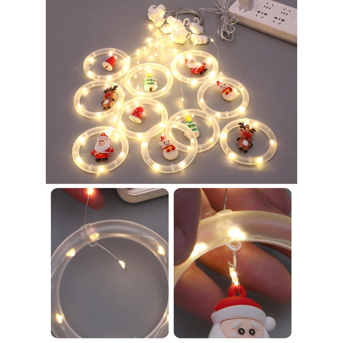 D C 5 V Hanging Fairy LEDs String Lights Curtain Lamp Dancing Dynamic Lighting Effects USB Powered Operated IP65 Water Resistance with Snowman Santa Claus Christmas Tree Elk Xmas Hat Design for Xmas Christmas Festival Holiday