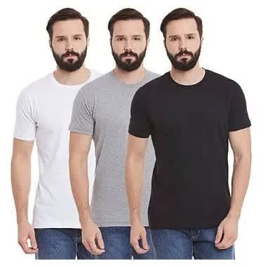 3 In 1 Men's T-shirts - White - Black - Ash