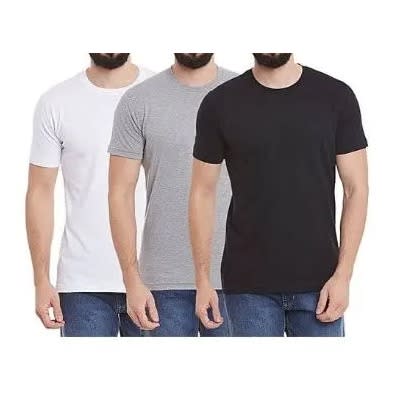3 In 1 Men's T-shirts - White - Black - Ash