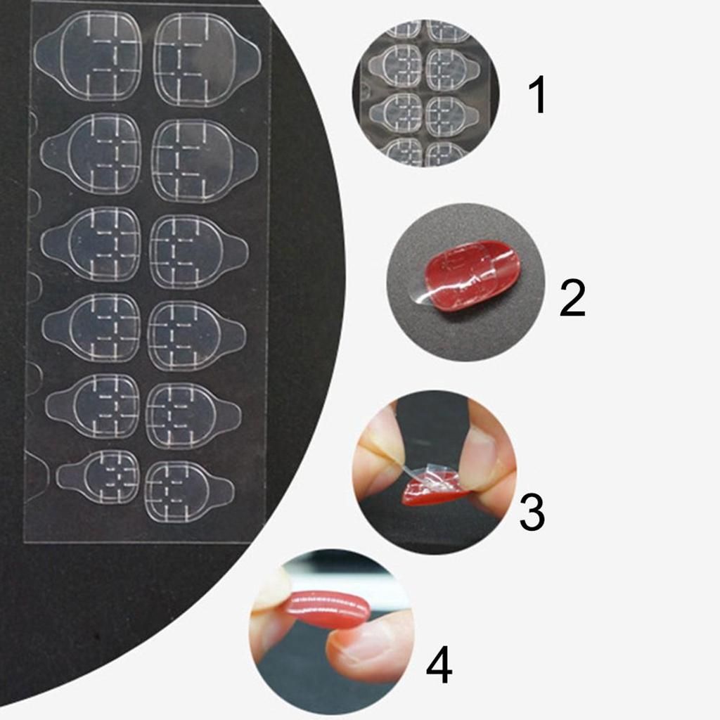 12/ Double-side Adhesive Sticker Transparent Nail Glue For False 24pcs