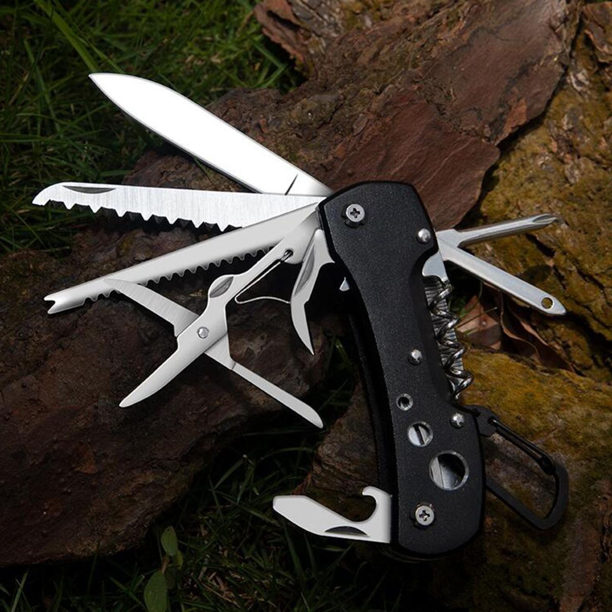 Pocket Multitool  Pliers Saw Foldable  For Survival Black