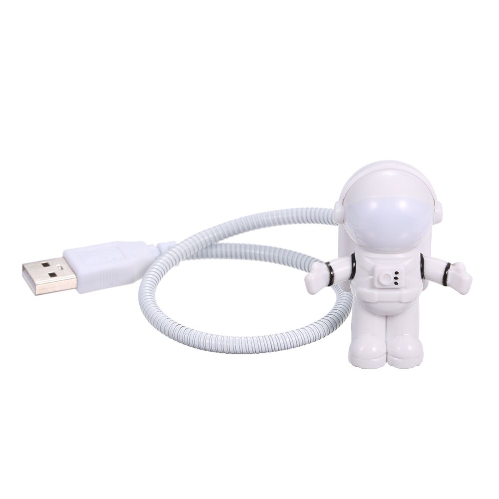 Spaceman Astronaut Shape LED Mini Night Light  Keyboard Lamp USB Charging Port Design Flexible Bendable Hose Portable For Student Office Worker Computer
