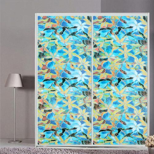 17.7x78.7inch Orchid Flower Stained Glass Window Sticker
