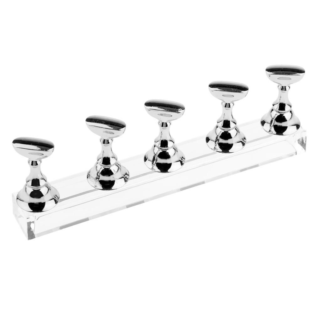 Top False Tips Display Stand Training Practice Holder Nail Art Silver
