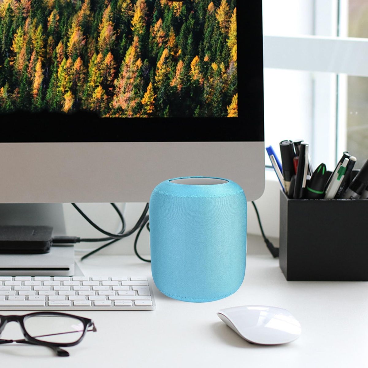 Dust-proof Speaker Cover Homepod Speaker Sleeve Premium Dust Cover Lake Blue