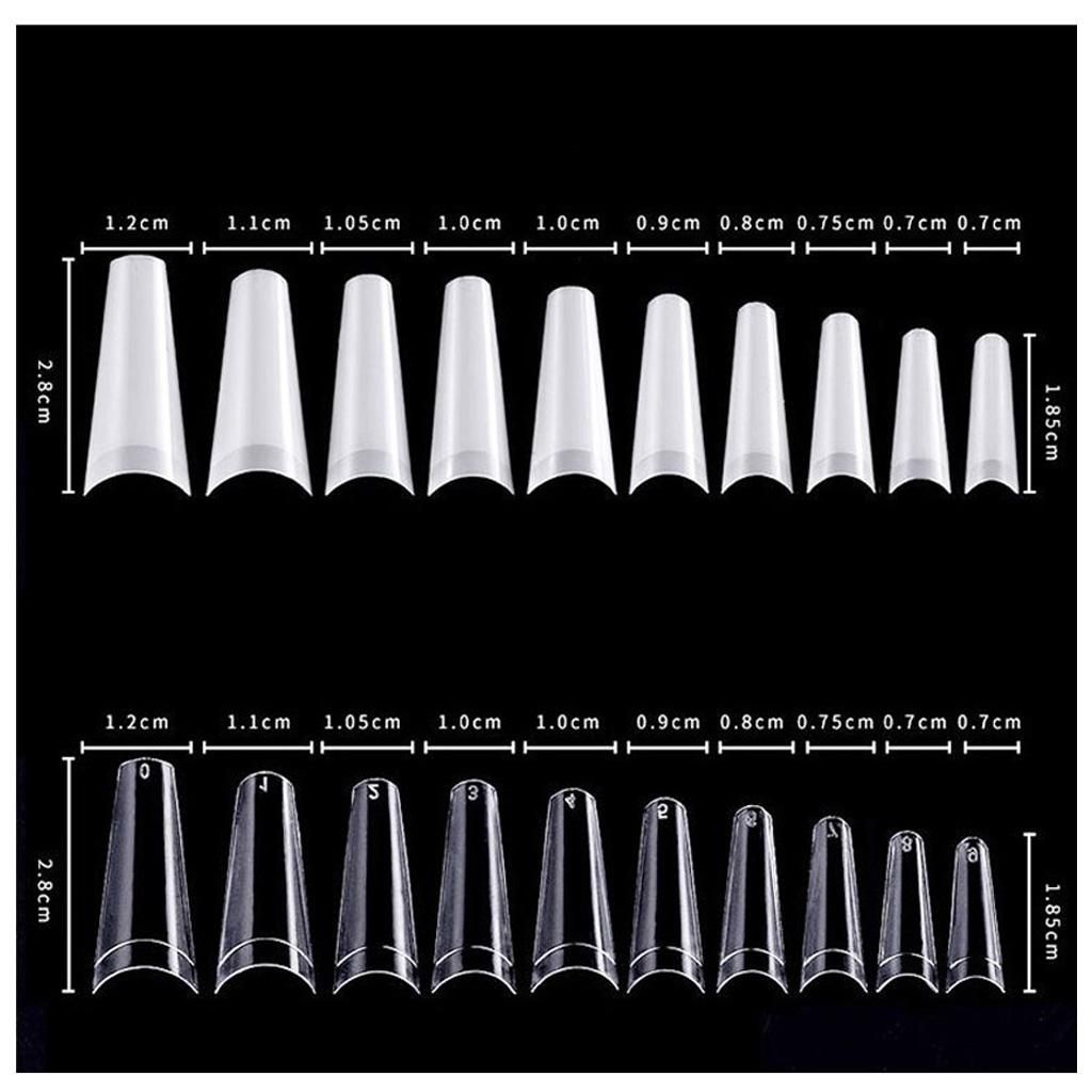 500pc  Acrylic Nail Tips - French Nail Tip C Curve Half Cover Clear