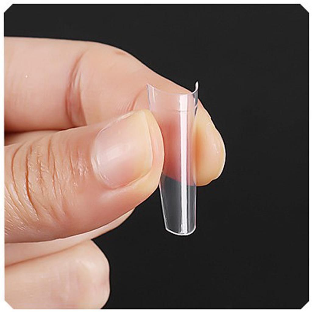 500pc  Acrylic Nail Tips - French Nail Tip C Curve Half Cover Clear