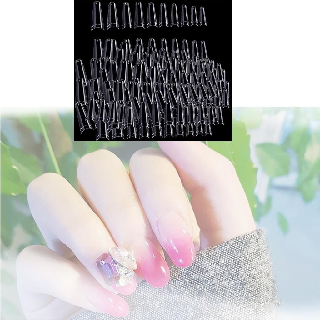 500pc  Acrylic Nail Tips - French Nail Tip C Curve Half Cover Clear