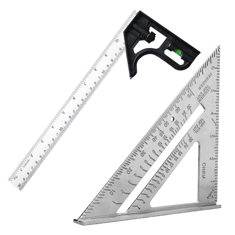 7 Inch Metric Triangle Angle Ruler Aluminum Alloy Triangular Measuring Ruler For Household Woodworking Speed Square Protractor Sier