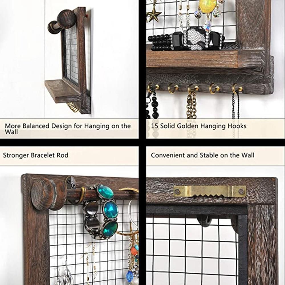 Modern Wall Mounted Wooden Shelves Floating Storage Shelf DIY Bookshelves Pot Rack for Home Room Wall Hanging Display