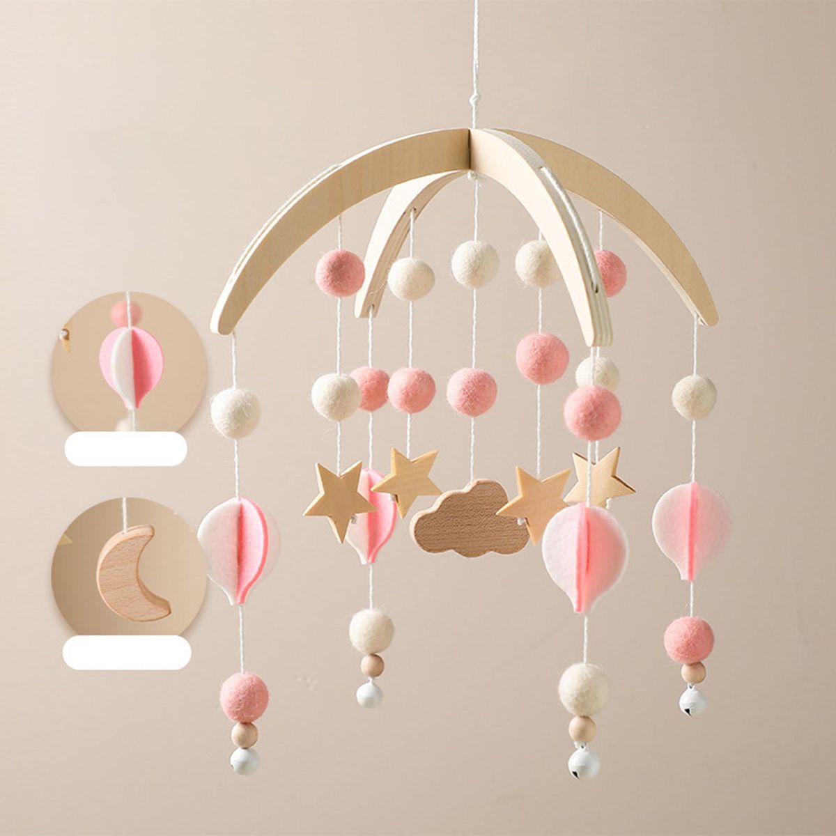 Baby Mobile For Crib Wind Chime Baby Crib Rattles For Pink